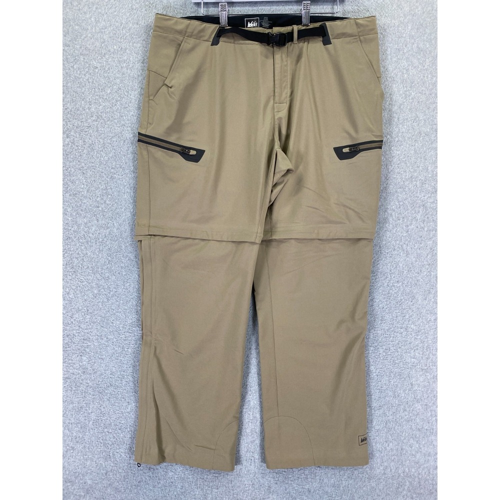 REI Pants Mens XL (40x29) Brown Outdoor Hiking Convertible Zipper Pockets‎ Nylon